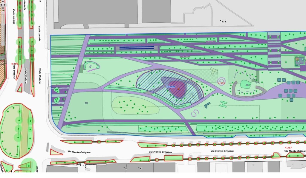 Mappa tratta dal software R3 Trees del Parco 8 marzo a MIlano